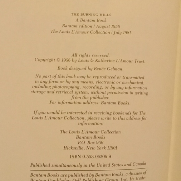 1981 Fuax Leather HardcoverThe Burning Hills by Louis L'Amour July 1981 Edition - Picture 3 of 12